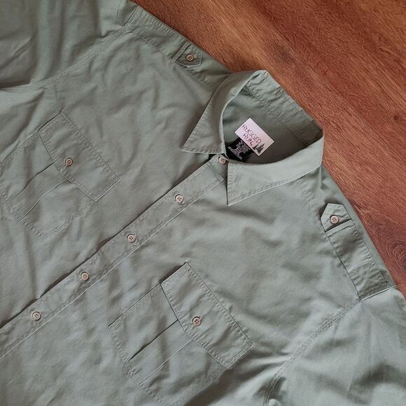 Vintage Shirt Mens 2XB Rugged Run Green Button Pockets Short Sleeve 2X Big READ - Picture 9 of 12
